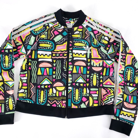 Adidas Girls Size 11-12Y Superstar SST Geometric Track Jacket Cropped Stripes - Picture 3 of 11
